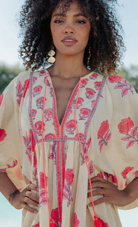 Robe Bohème Courte AZÉLIA Cream Pink