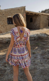 Robe Bohème Courte Imprimée LILA SUNSET