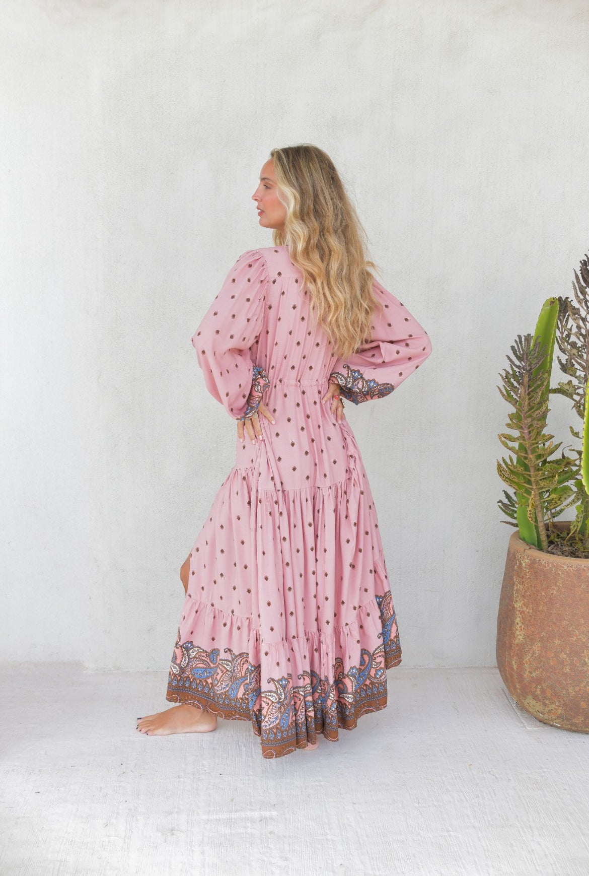 Robe Longue Bohème Solina Pink Paisley