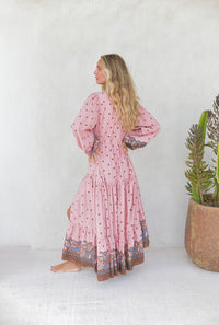 Robe Longue Bohème Solina Pink Paisley
