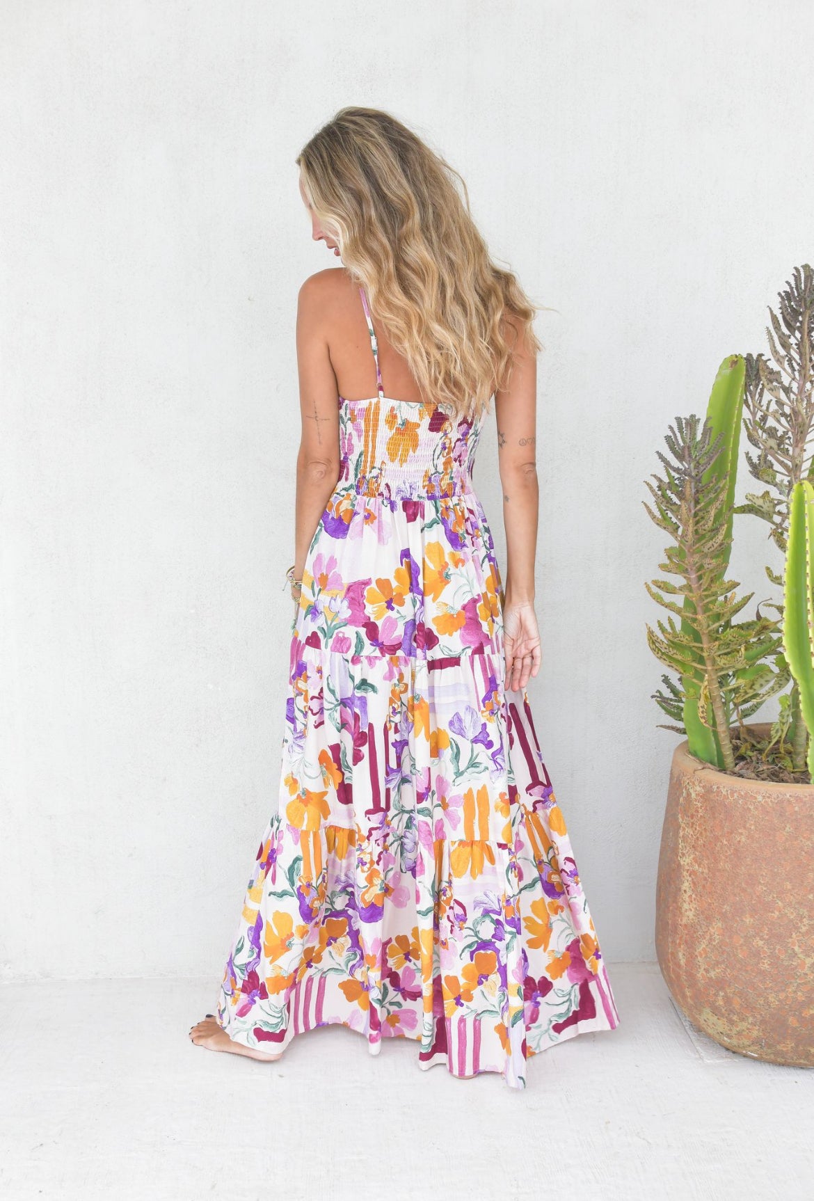 Robe Longue Bohème LIORA Écru Multicolore