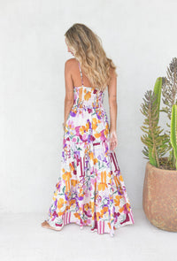 Robe Longue Bohème LIORA Écru Multicolore