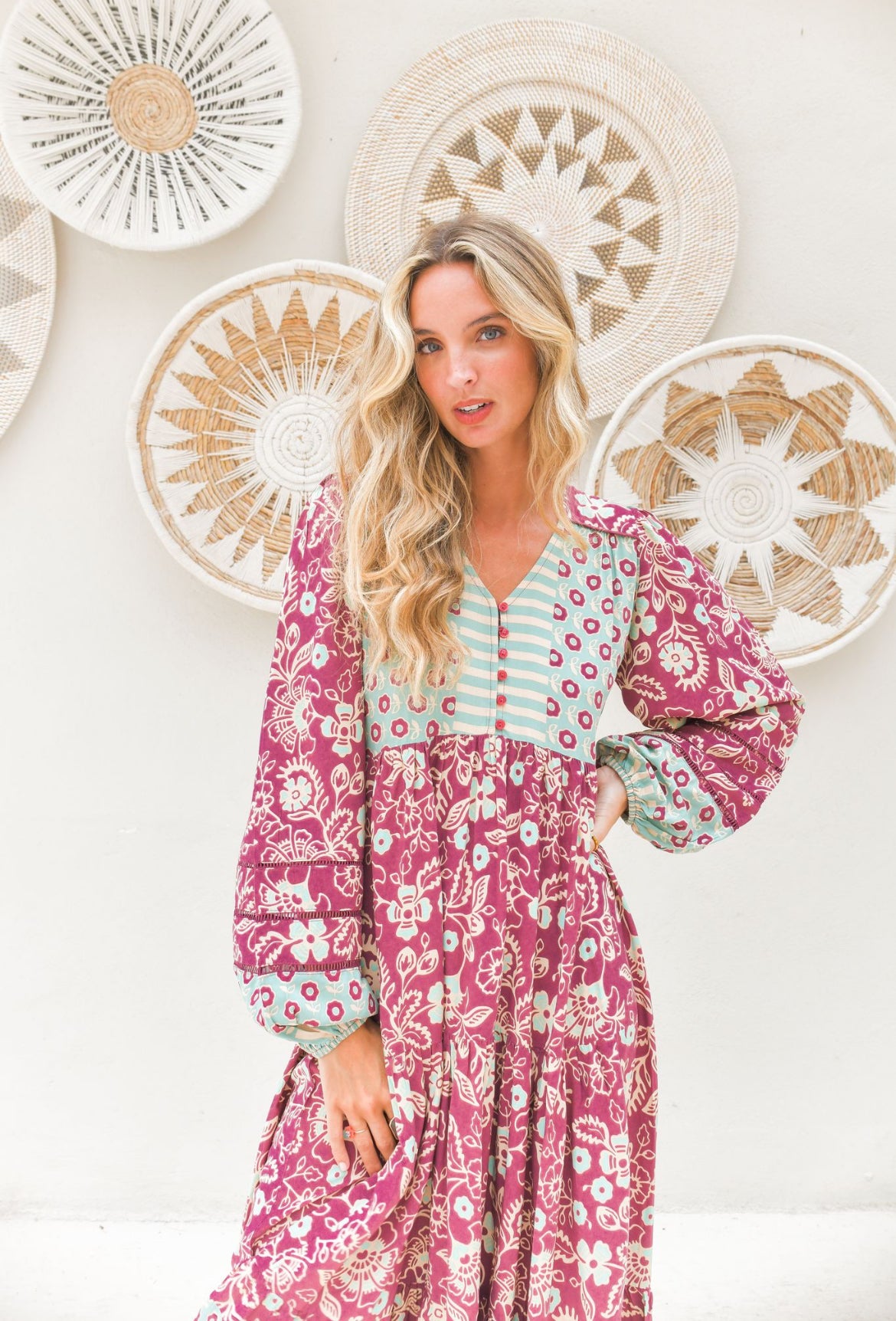 Robe Bohème Longue Imprimé Patchwork Solena