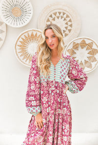 Robe Bohème Longue Imprimé Patchwork Solena