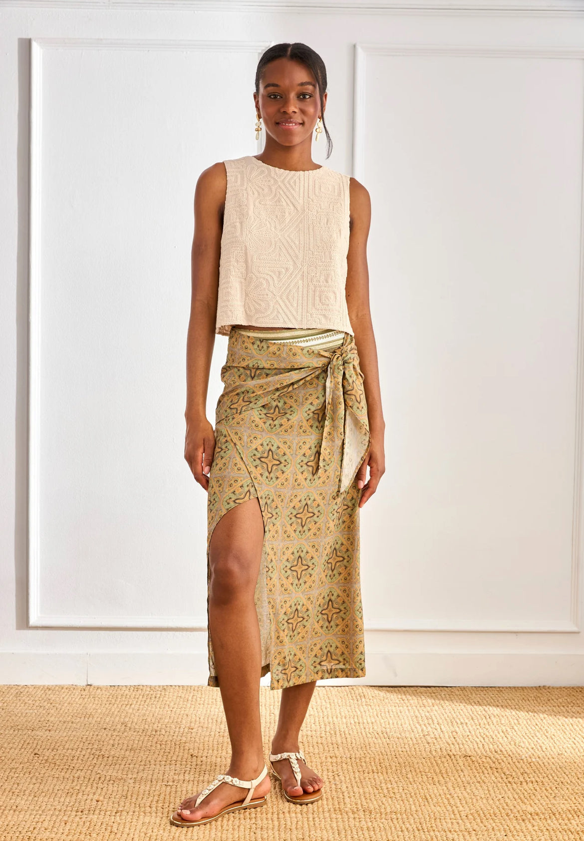 Top SAFO brodé écru