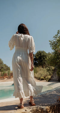 Robe Bohème Longue Boutonnée IVORY CHIC