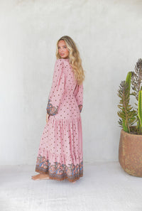 Robe Longue Bohème Solina Pink Paisley