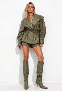 Veste EVA Olive – Effet cuir
