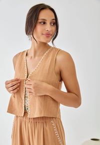 Gilet NEFTIS – Camel rayé