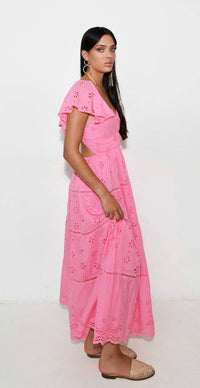 Robe longue rose VIENNE