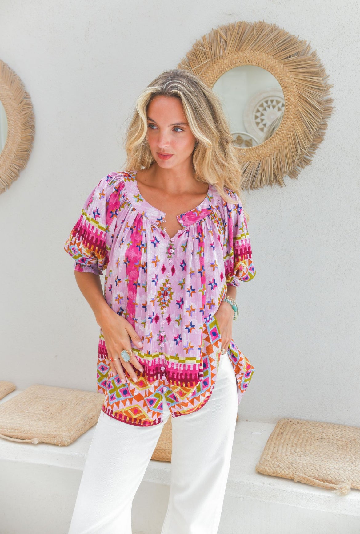 Blouse Bohème Rosa Azteca
