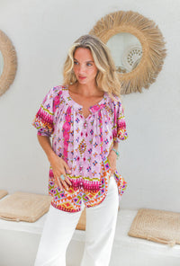 Blouse Bohème Rosa Azteca