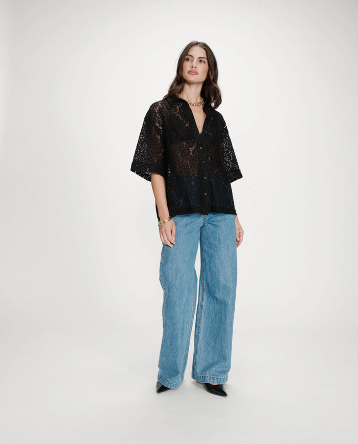 chemise dentelle noire bohème chic