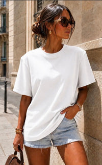 T-shirt LOU blanc à épaulettes