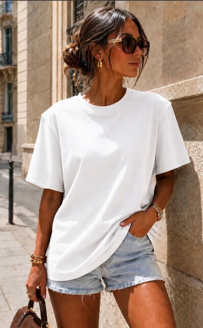 T-shirt LOU blanc à épaulettes