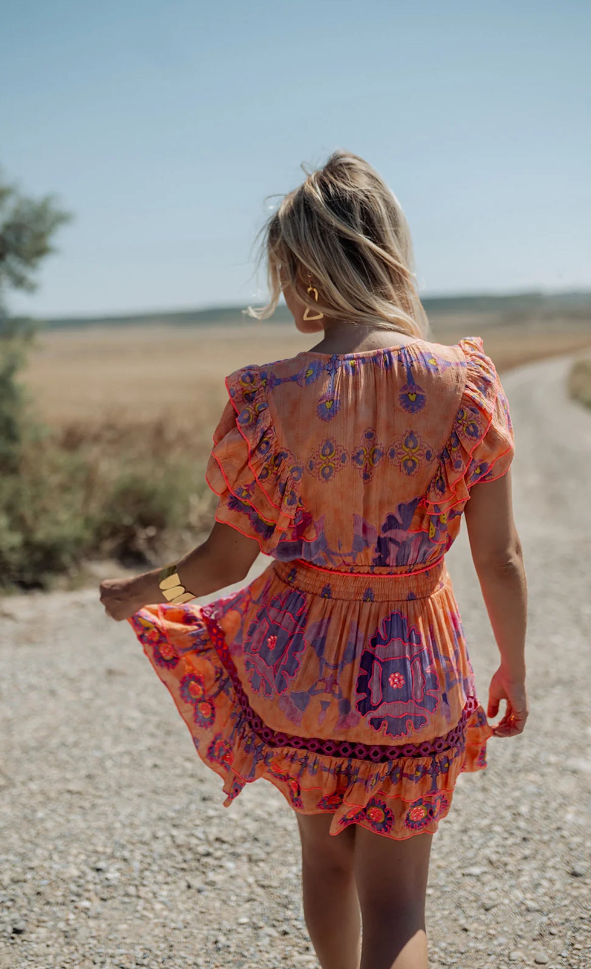 Robe Bohème Brodée SUNRISE ORANGE