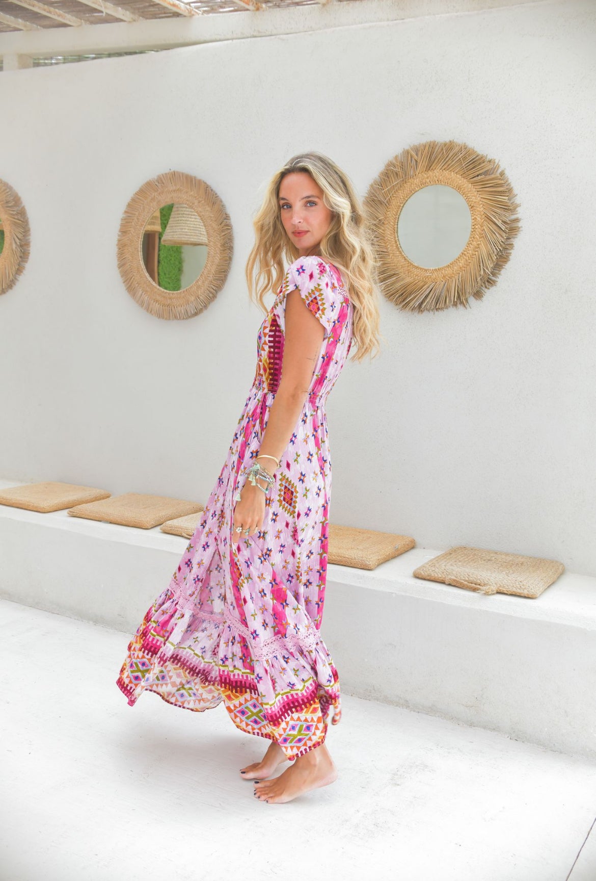 Robe Longue Bohème Romina Pink