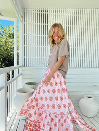 Jupe longue bohème rose Azalée