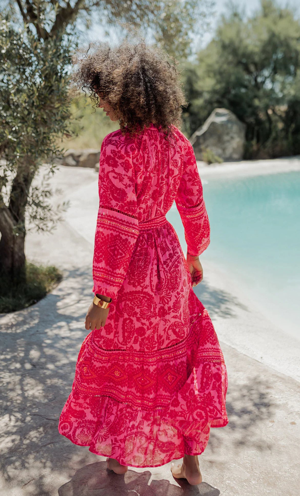 Robe longue bohème RIVA PINK