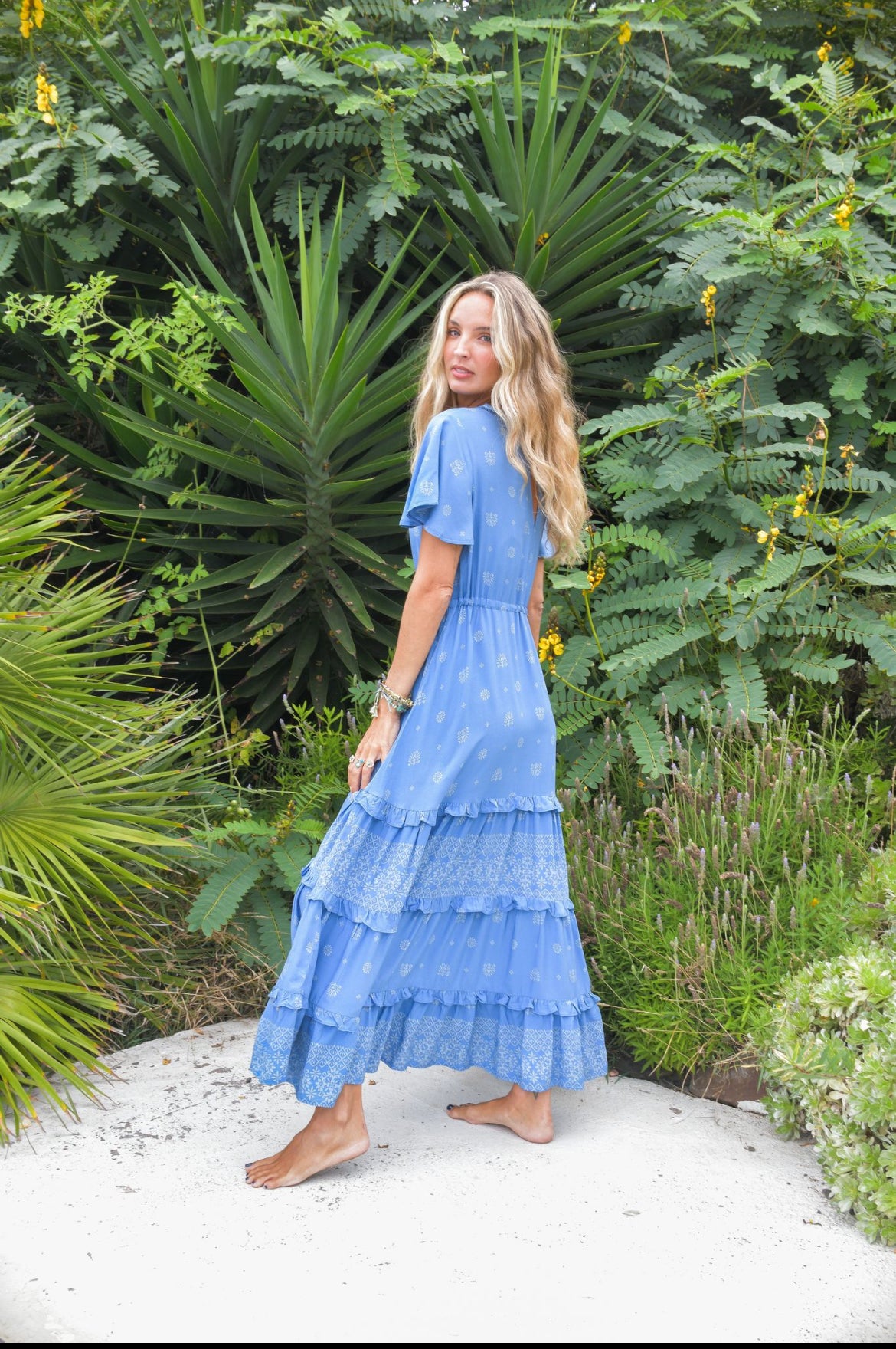 Robe longue bohème Azura bleue