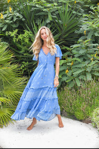 Robe longue bohème Azura bleue