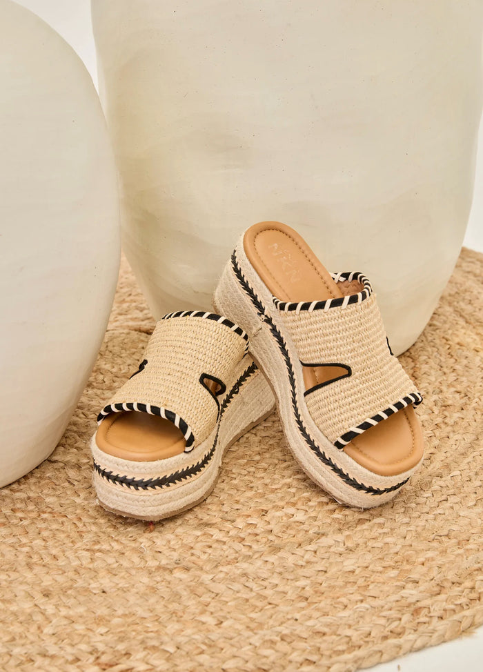 Sandales Purpurita – Plateforme Bohème Raphia Naturel