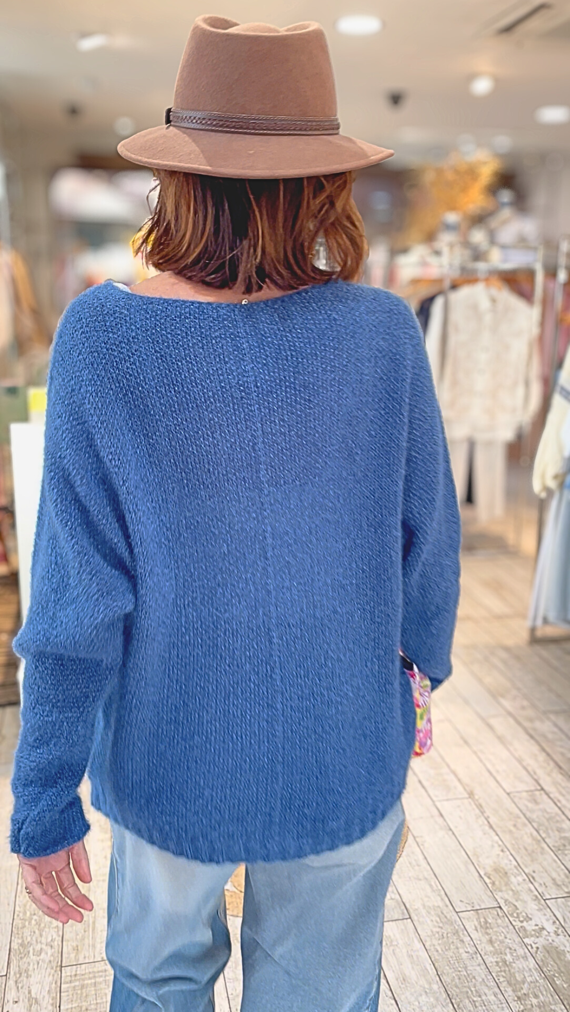 Pull Glow jean irisé