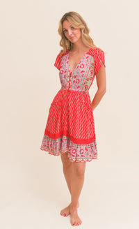 Robe Bohème Courte Zélie Rouge