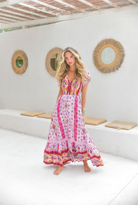 Robe Longue Bohème Romina Pink