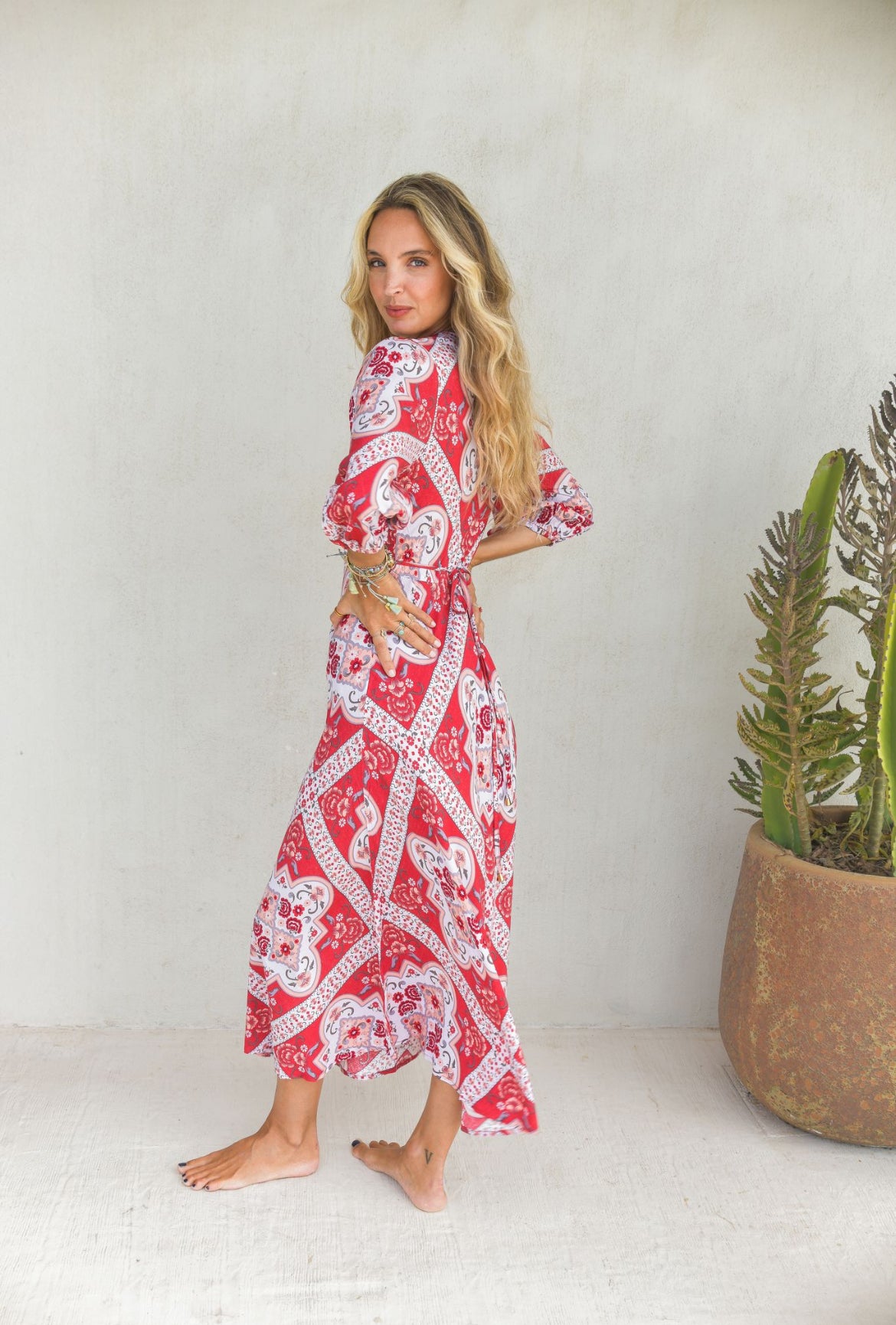 Robe Bohème Longue Solea Bandana rouge