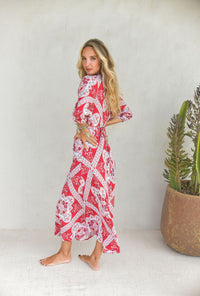 Robe Bohème Longue Solea Bandana rouge