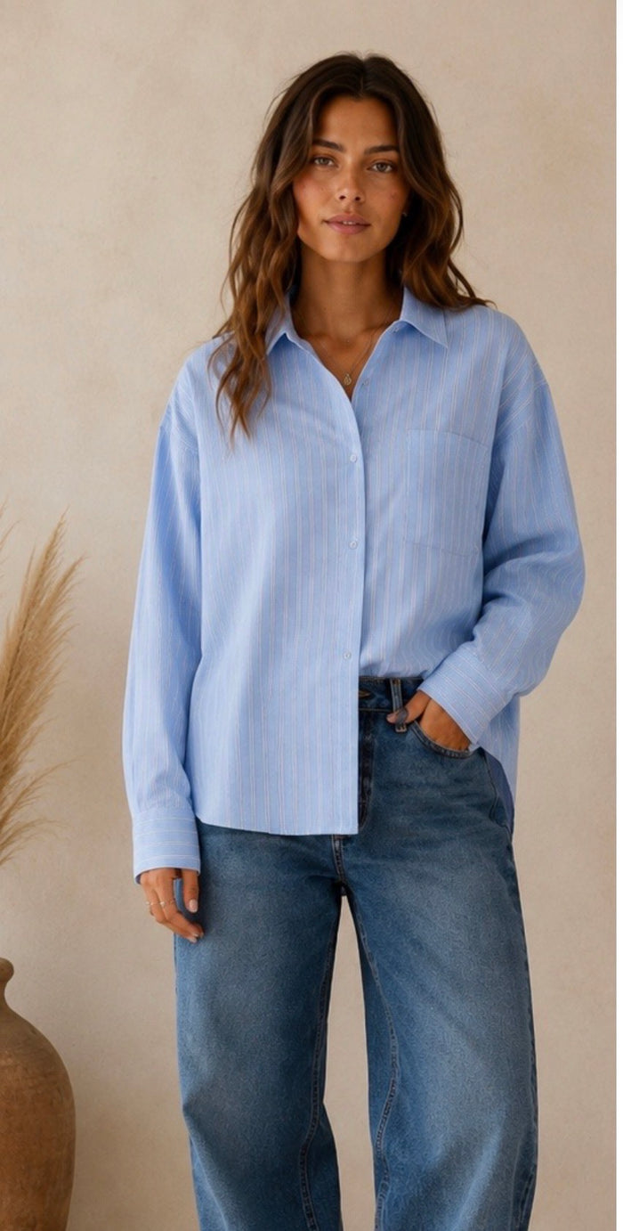 Chemise Valerie Bleu – Rayures & dos noué