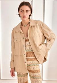	Veste bohème beige brodée ZARO face