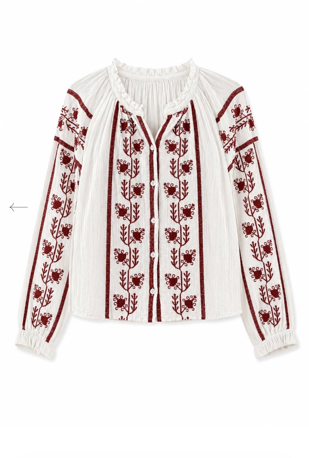 Blouse Aurora – Écru & Grenat