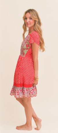 Robe Bohème Courte Zélie Rouge
