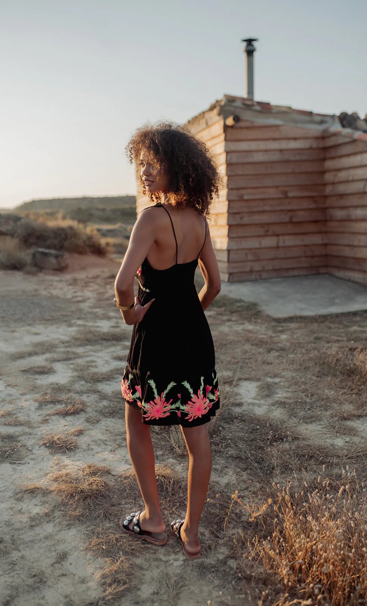 Robe Courte Bohème Brodée LUMA Black