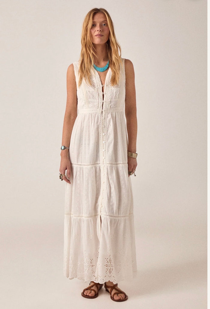 Robe Longue Broderie Bohème – White Romance