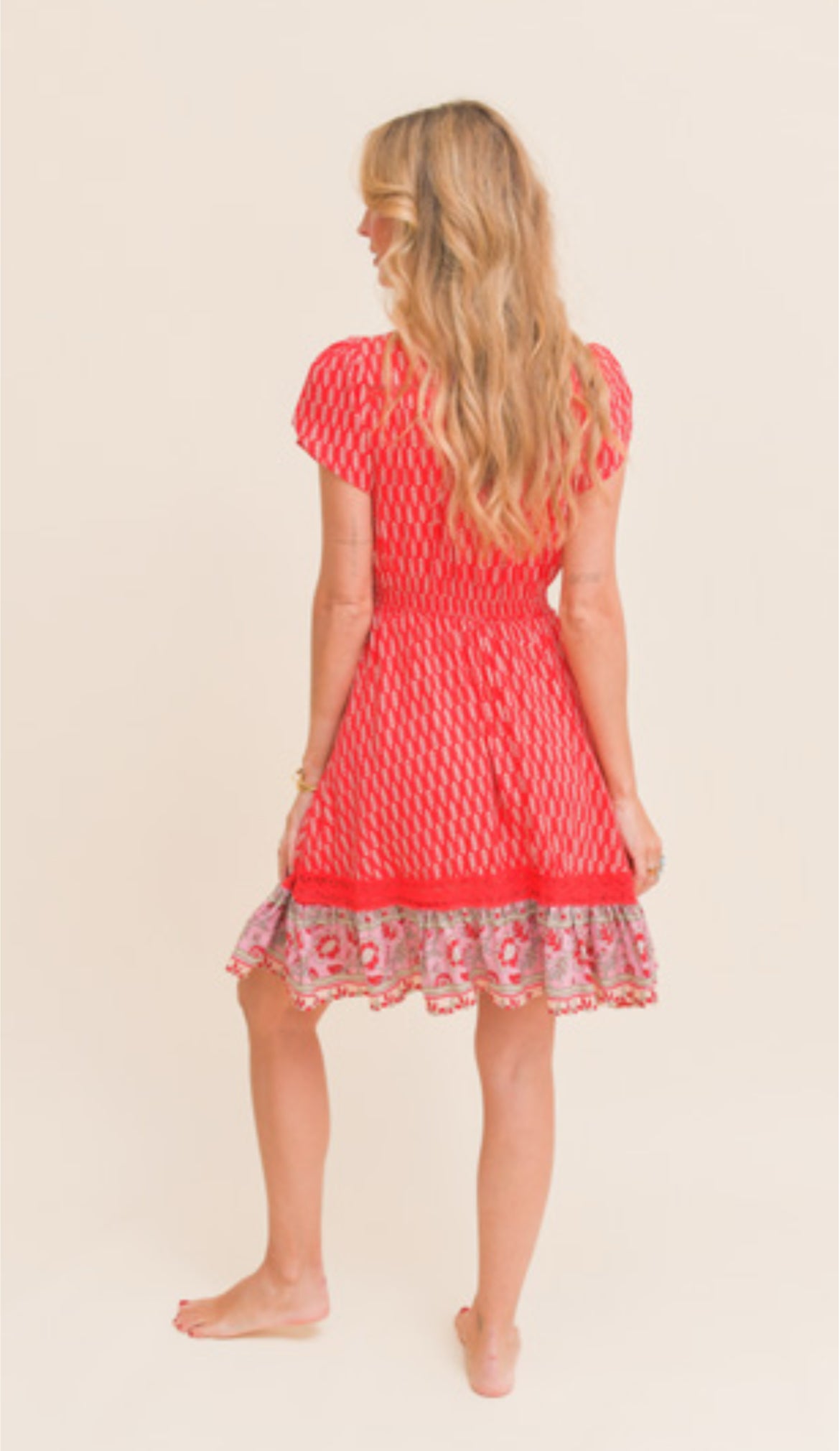 Robe Bohème Courte Zélie Rouge