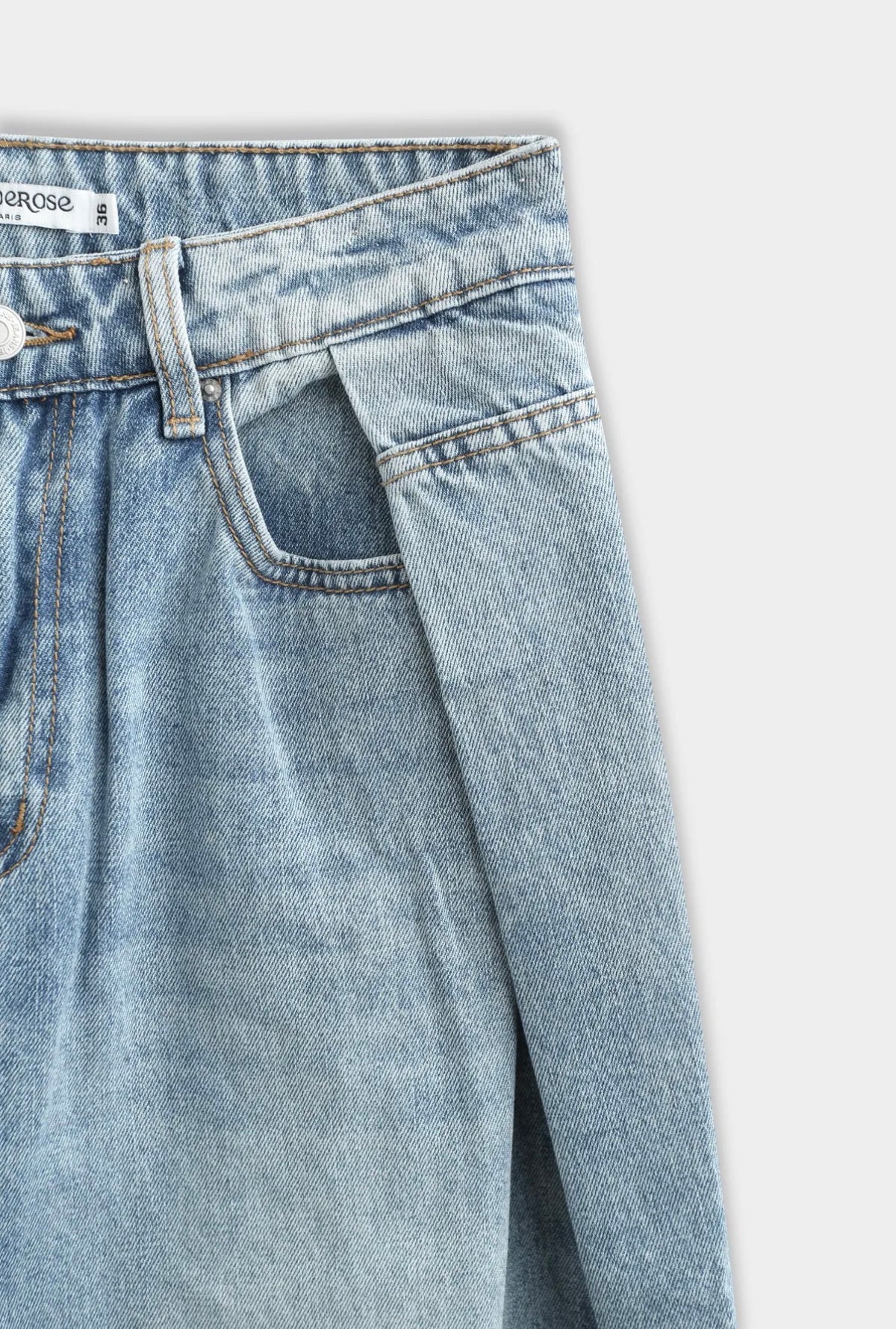 Jean Nola – Wide Leg bleu clair à empiècements