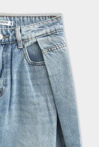 Jean Nola – Wide Leg bleu clair à empiècements