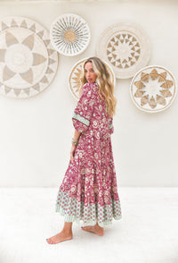 Robe Bohème Longue Imprimé Patchwork Solena