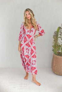 Robe Bohème Longue Solea Bandana rouge