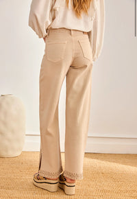 Pantalon YVEN – Beige Bohème Brodé