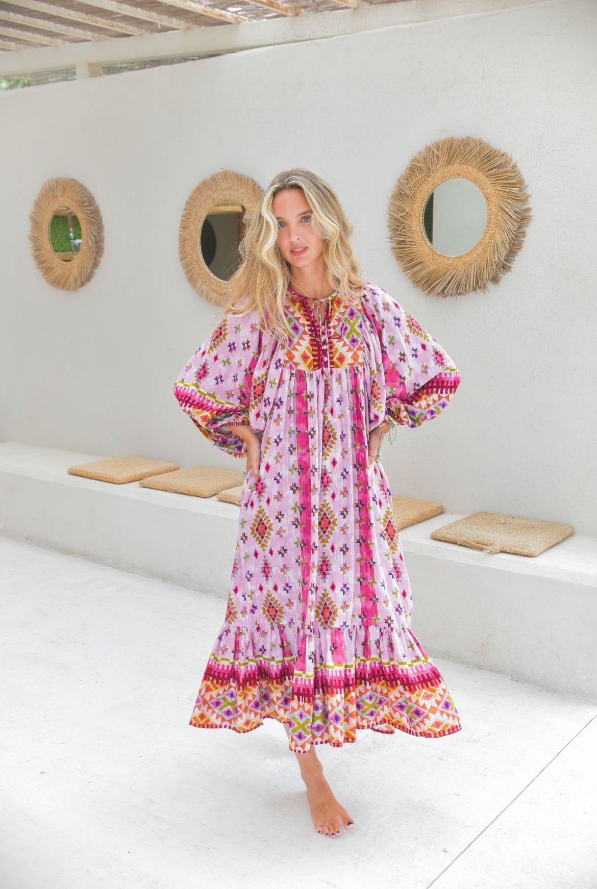 Robe Bohème Ample Camélia Pink