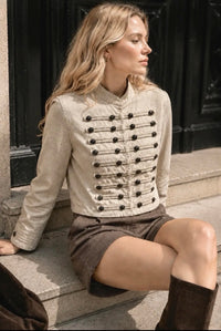 Veste officier femme écrue Marie détails brandebourgs – Gypsy Bohème