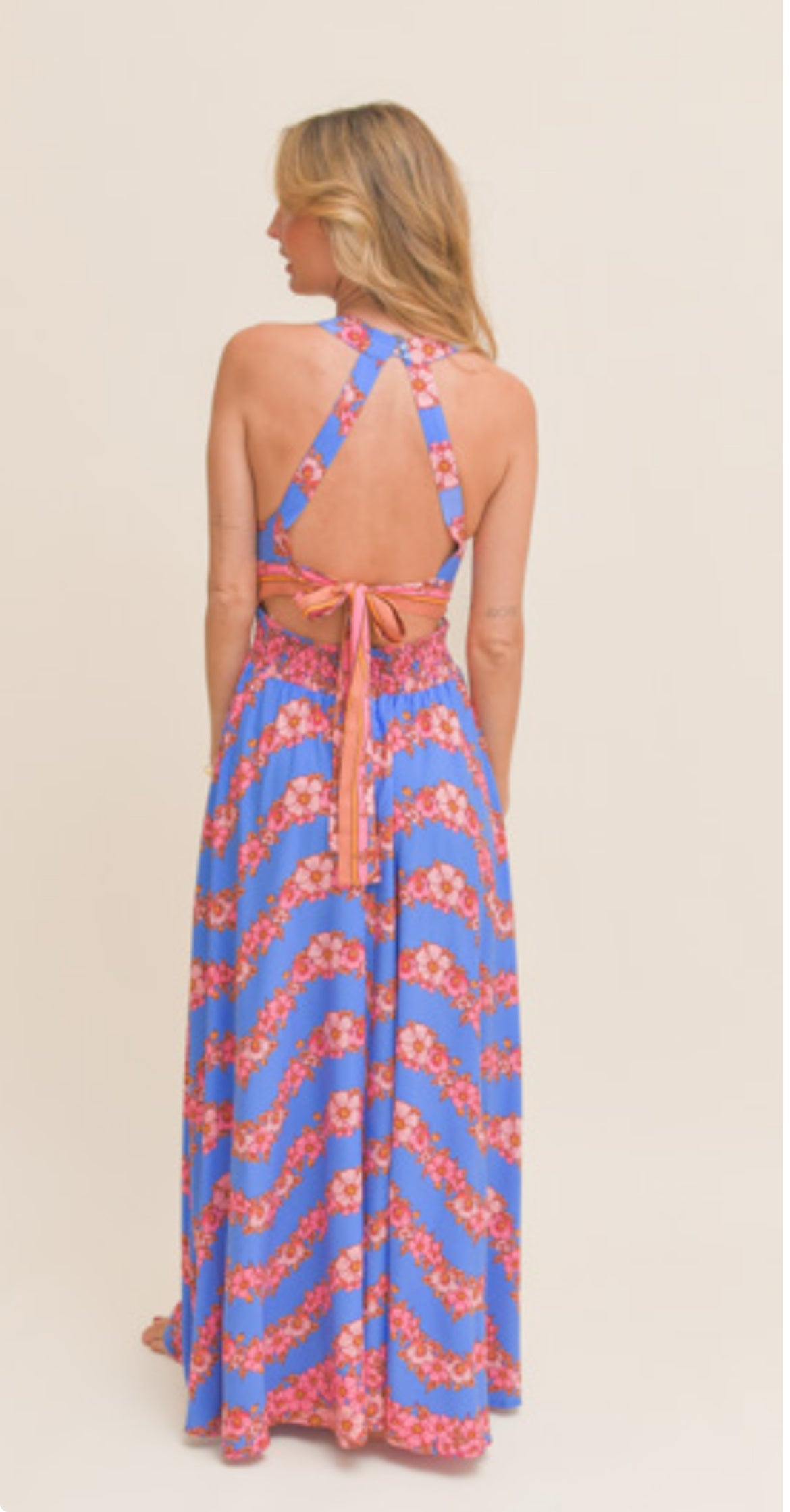 Robe longue bohème dos nu Azura Bloom