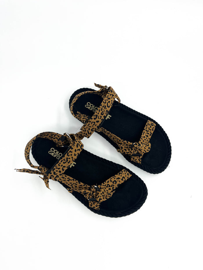 sandales léopard semelle en corde