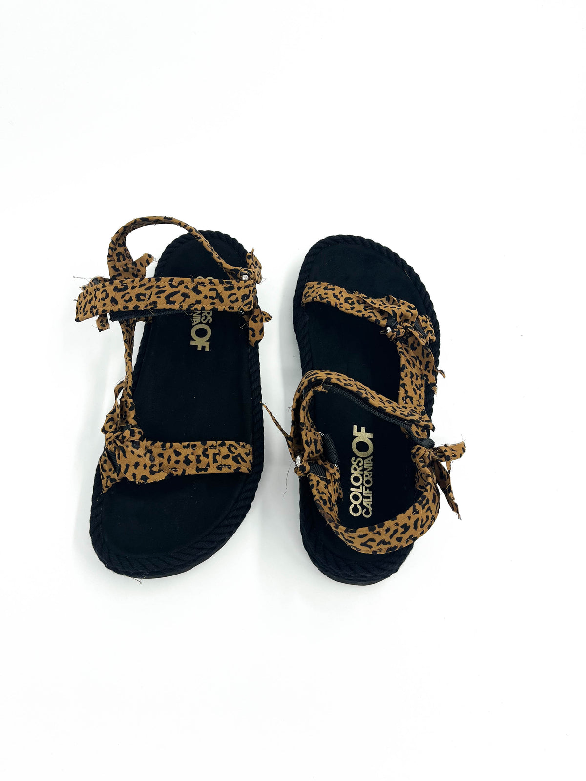 sandales léopard semelle en corde