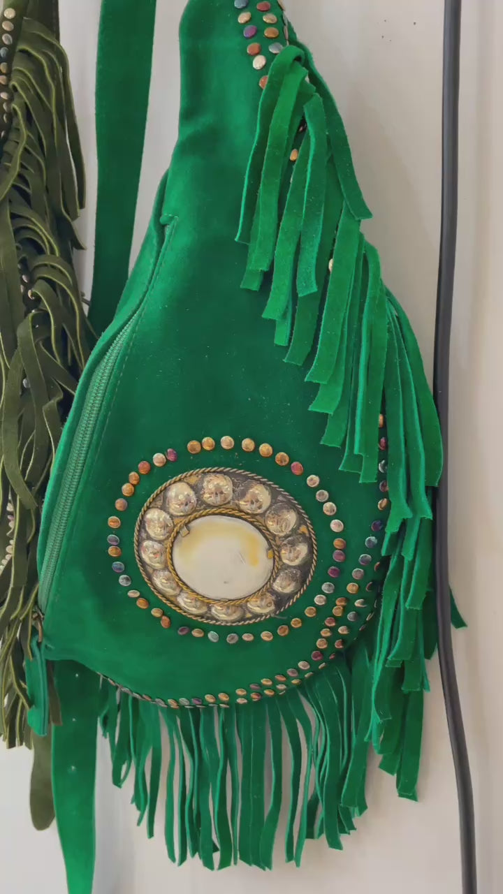 Banane bohème à frange vert