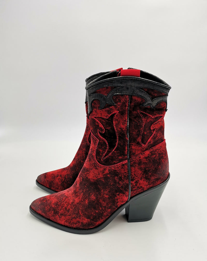boots façon western rouge 